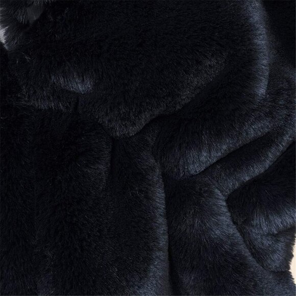 🆕 Fashowlife  New Faux Fur Cloak Shawl Women Black Scarf Warm Wrap Stole Shrug - Picture 8 of 8
